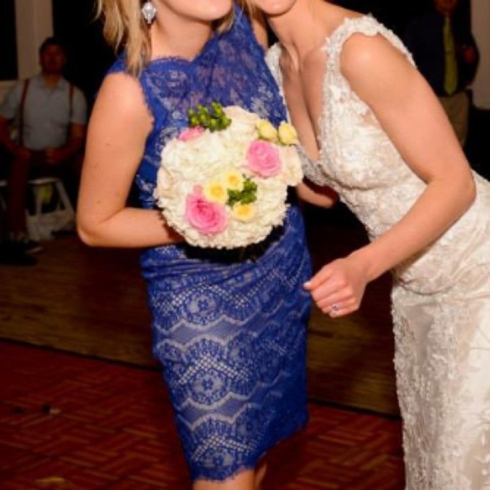 Tadashi Shoji blue lace dress